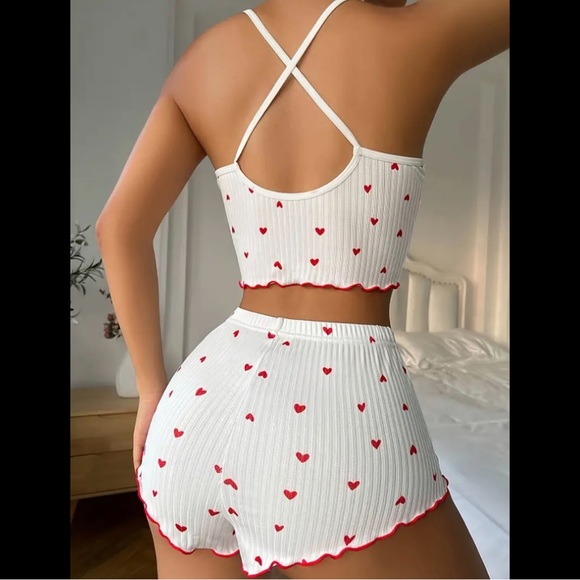 White & Red, Heart, Pajama Set - Picture 4 of 7